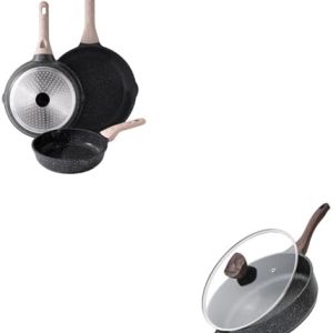 Kordisen Nonstick Deep Frying Pan - 12 Inch Large Skillet - Healthy Induction Cookware - PFOA Free - Perfect for Home Ch