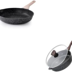 Kordisen Nonstick Deep Frying Pan, 12 Inch Large Skillet for Healthy Cooking, PFOA Free Induction Cookware, Versatile 5