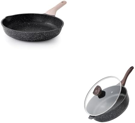 Kordisen Nonstick Deep Frying Pan, 12 Inch Large Skillet for Healthy Cooking, PFOA Free Induction Cookware, Versatile 5