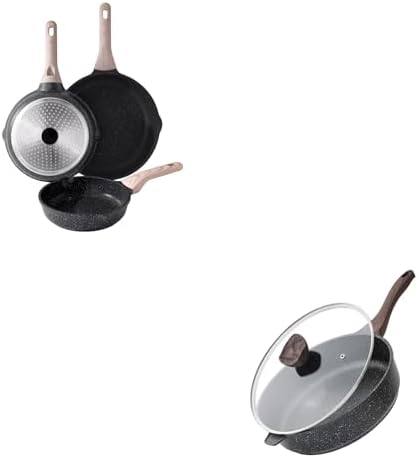 Kordisen Nonstick Deep Frying Pan - 12 Inch Large Skillet for Healthy Cooking, 5 Qt Induction Safe, PFOA Free Saute Pan