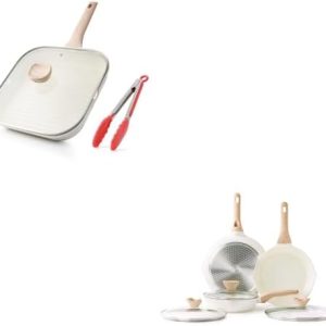 Kordisen Ceramic Nonstick Frying Pan Set - 3 Piece Induction Cookware, Non Toxic & Healthy, Stay-Cool Handle, PFOA & PFA