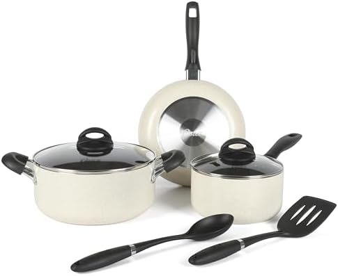 Oster Clairborne Premium Nonstick Cookware Set - 7 Piece Aluminum, Induction-Compatible, Stay Cool Handles, Perfect for