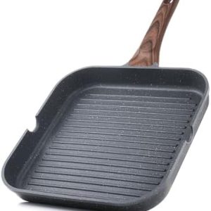SENSARTE Nonstick Grill Pan | Durable 9.5 Inch Versatile Griddle for Indoor & Outdoor Cooking | PFOA Free | Square Cooki