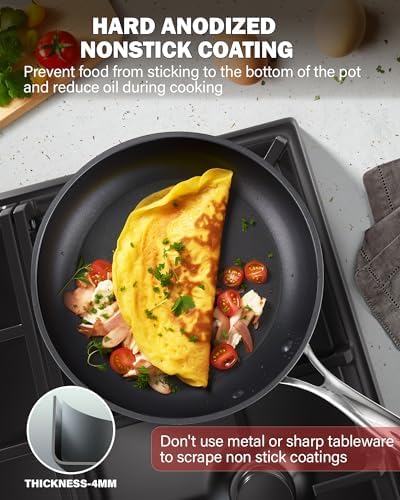 Cooks Standard Hard Anodized Nonstick 8-Inch Frying Pan for Omelets, Ideal for Cooking Eggs, Durable & Easy to Clean, Cl