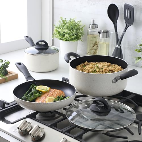 Oster Clairborne Premium Nonstick Cookware Set - 7 Piece Aluminum, Induction-Compatible, Stay Cool Handles, Perfect for